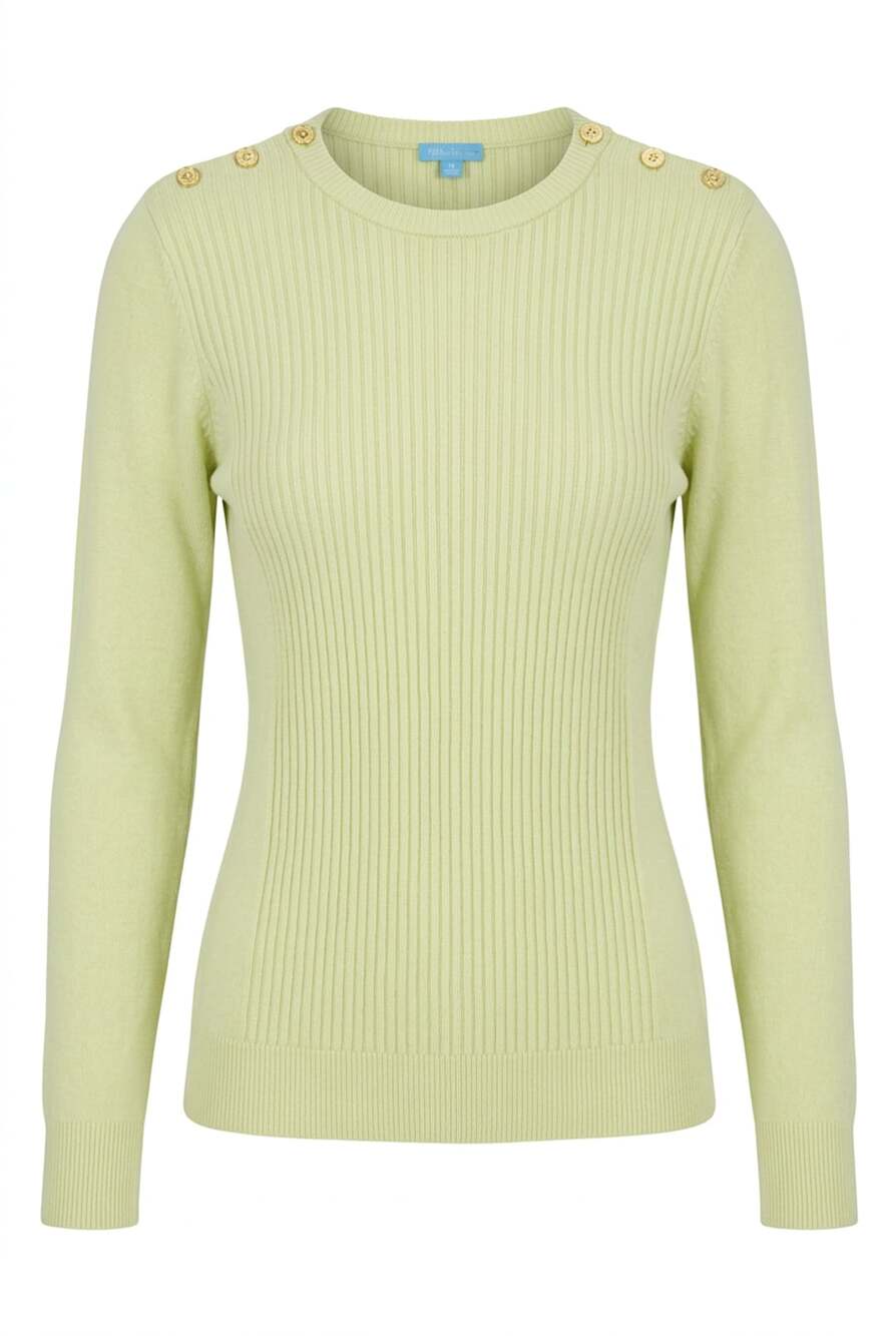 J. McLaughlin Ribbed Knit Sweater with Button Detail Lime Green